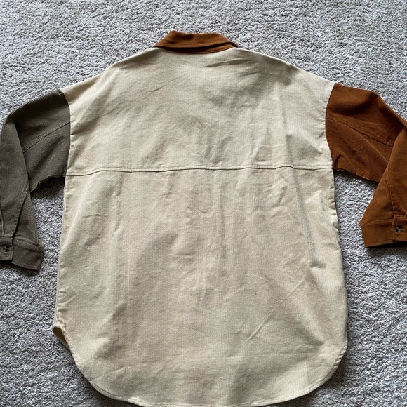 ACOA corduroy tan/orange button up shacket - Picture 5 of 6